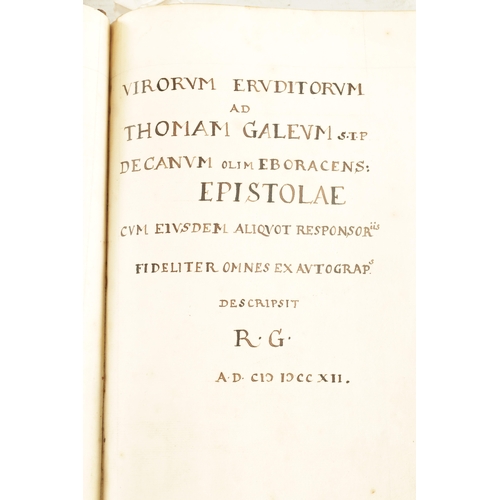 569 - A 17TH CENTURY BOOK entitled Virorvm Ervditorvm ad Thomas Galevm stop, Decanvm olim Eboracens: Epist... 