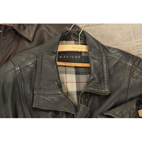 750 - A COLLECTION OF FIVE VINTAGE LEATHER BIKER JACKETS