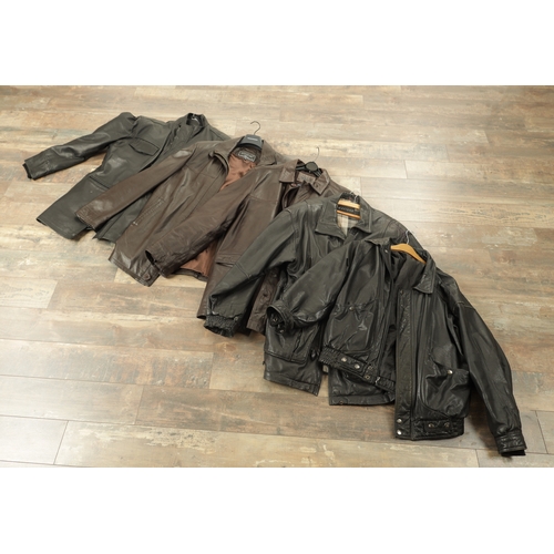 750 - A COLLECTION OF FIVE VINTAGE LEATHER BIKER JACKETS