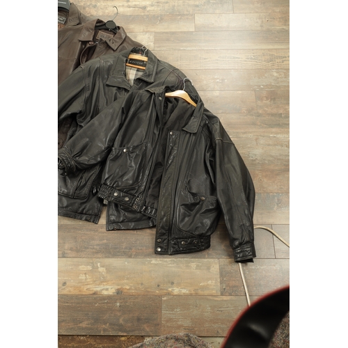 750 - A COLLECTION OF FIVE VINTAGE LEATHER BIKER JACKETS