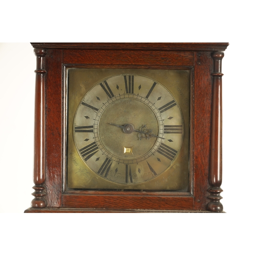 786 - JOHN OGDEN, BOWBRIDGE (BAINBRIDGE) AN EARLY 18TH CENTURY 30-HOUR LONGCASE CLOCK, the oak case with u... 