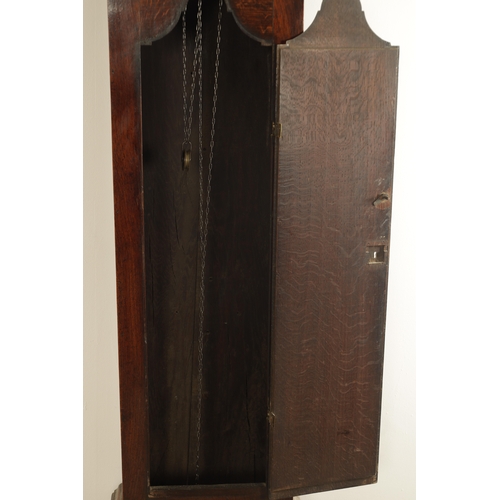 802 - WETHERHEAD, KIRKBY LONSDALE. A MID 18TH CENTURY 30-HOUR LONGCASE CLOCK, the slender oak case with tu... 