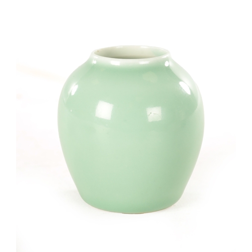 100 - A 19TH CENTURY CHINESE CELADON VASE signed four-character beneath (7.5cm high)