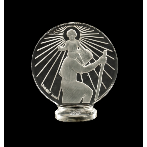 13 - A RENE LALIQUE 'ST CHRISTOPHER' CAR MASCOT with moulded signature 'R Lalique France' (AF) (11cm high... 