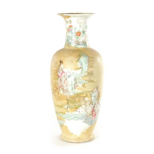 149 - A 19TH CENTURY CHINESE PORCELAIN RESTORED AND OVERPAINTED VASE/LAMP the tapering ovoid shouldered bo... 