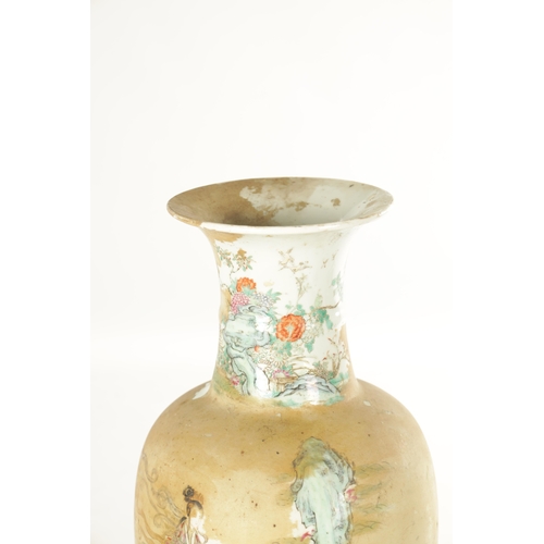 149 - A 19TH CENTURY CHINESE PORCELAIN RESTORED AND OVERPAINTED VASE/LAMP the tapering ovoid shouldered bo... 