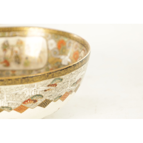 166 - A MEIJI PERIOD JAPANESE SATSUMA BOWL the interior finely decorated with figural and floral panels wi... 