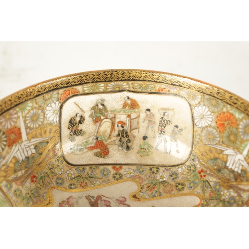 166 - A MEIJI PERIOD JAPANESE SATSUMA BOWL the interior finely decorated with figural and floral panels wi... 