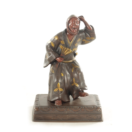 183 - A 19TH CENTURY JAPANESE MEIJI PERIOD BRONZE OKIMONO BY MIYAO of two-tone mixed metal finish depictin... 