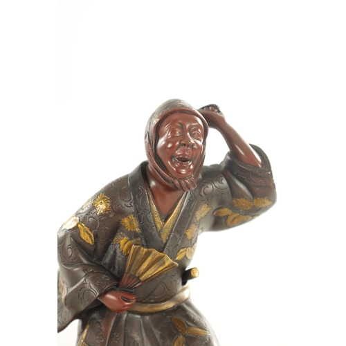 183 - A 19TH CENTURY JAPANESE MEIJI PERIOD BRONZE OKIMONO BY MIYAO of two-tone mixed metal finish depictin... 