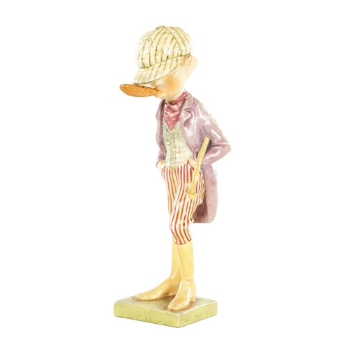 50 - AN EARLY 20TH CENTURY AUSTRIAN PORCELAIN POLYCHROME FIGURE modelled as a jockey smoking a large ciga... 