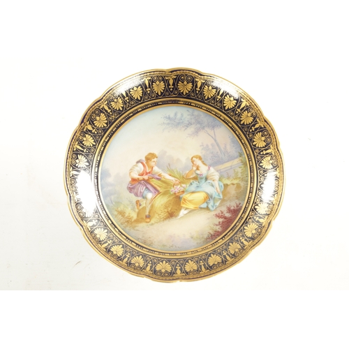 53 - A FINE LATE 19TH CENTURY FRENCH SEVRES PORCELAIN DESSERT SERVICE painted with romantic figural scene... 