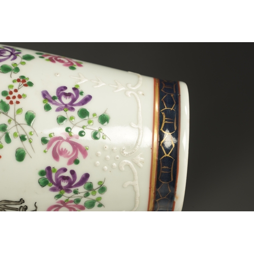 54 - A PAIR OF LATE 19TH CENTURY SAMSON, PARIS OVOID VASES decorated in enamel colours with floral spays ... 