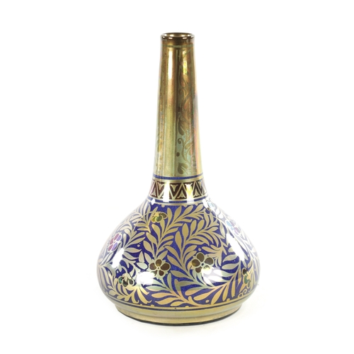 64 - AN EARLY 20TH CENTURY ROYAL LANCASTRIAN LUSTER VASE DESIGNED BY WILLIAM MYCOCK, decorated with scrol... 