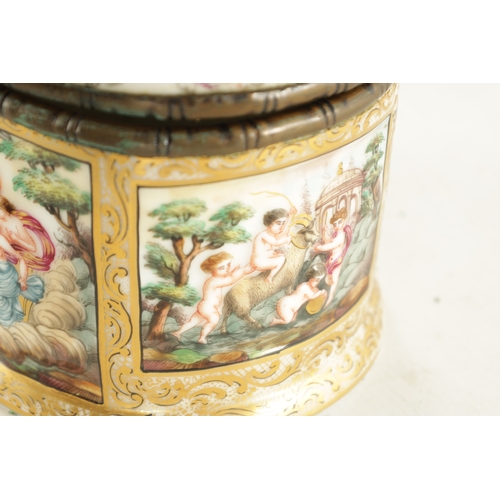 70 - A 19TH CENTURY NAPLES CAPODIMONTE STYLE PORCELAIN AND GILT BRASS MOUNTED CASKET of oval form with cl... 