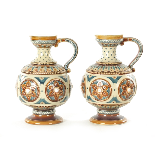 80 - A PAIR OF METTLACH BULBOUS JUGS (18cm high)