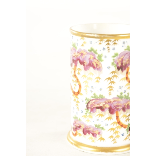 86 - AN EARLY 19TH CENTURY MINTON CYLINDRICAL SPILL VASE with entwined branchwork and 'forget me not' flo... 