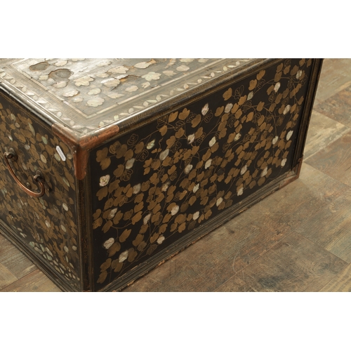 203 - A RARE 16TH CENTURY NAMBAN JAPANESE TABLE CABINET with lacquered and gilt wood inlaid with mother of... 