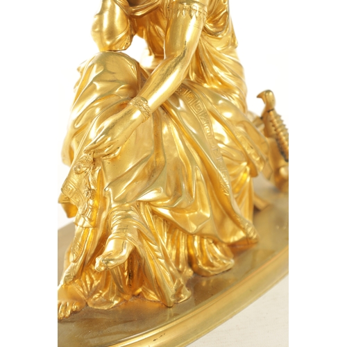 208 - PIERRE ALEXANDRE SCHOENEWERK (1820-1885). A 19TH CENTURY GILT BRONZE SCULPTURE OF A CLASSICAL SEATED... 