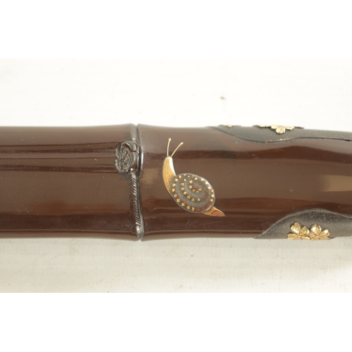 218 - A 19TH CENTURY JAPANESE LACQUER WORK AND MIXED METAL MOUNTED TANTO the lacquered saya decorated with... 