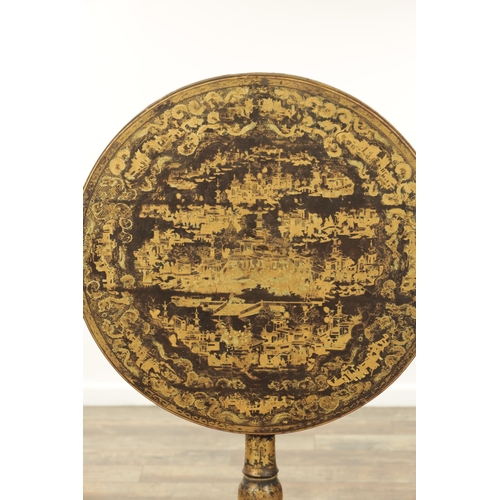 229 - AN EARLY 19TH CENTURY ANGLO CHINESE LACQUER WORK TILT-TOP TABLE with all-over chinoiserie decoration... 