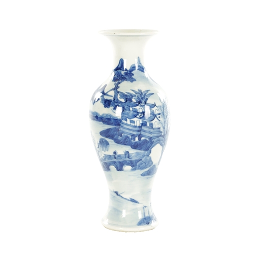 232 - A 19TH CENTURY CHINESE PORCELAIN BLUE AND WHITE BALUSTER VASE with pagodas in landscape setting - fo... 