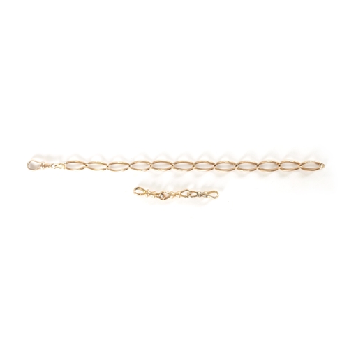 238 - A 9CT ROSE GOLD BRACELET AND THREE 9CT GOLD CLASPS total weight app. 19.4g (bracelet measures 20cm l... 