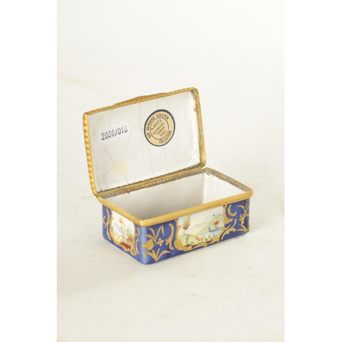 241 - A 19TH CENTURY FRENCH ENAMEL AND GILT METAL MOUNTED BOX richly decorated in royal blue and gilt with... 