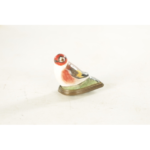 266 - AN 18TH CENTURY SOUTH STAFFORDSHIRE ENAMEL BIRD BONBONNIERE realistically modelled and coloured as a... 