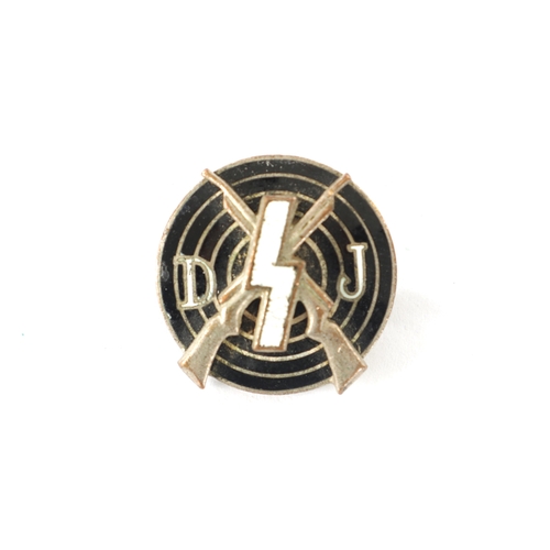 283 - A GERMAN WWII DJ ENAMEL SHOOTING BADGE together with a silver ring with Eagle motif. (badge measures... 