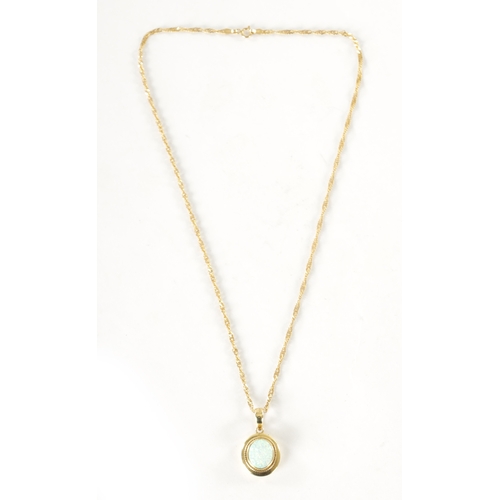 288 - A 14CT GOLD AND OPAL PENDANT NECKLACE, total weight app. 6.2g (44cm long)