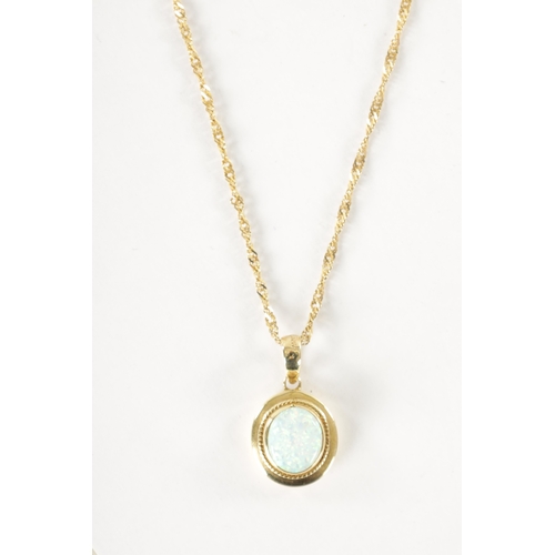 288 - A 14CT GOLD AND OPAL PENDANT NECKLACE, total weight app. 6.2g (44cm long)