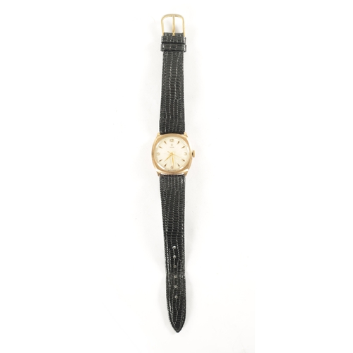 297 - A GENTLEMAN’S 1950’S 9CT GOLD CUSHION CASED ROLEX TUDOR WRISTWATCH, on black strap, the champagne en... 