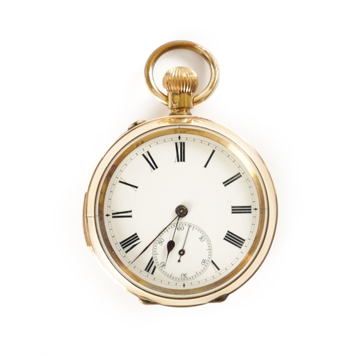 299 - AN EARLY 20TH CENTURY GOLD PLATED QUARTER REPEATING POCKET WATCH the open-faced case with white enam... 