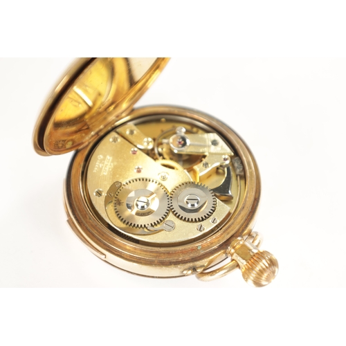 299 - AN EARLY 20TH CENTURY GOLD PLATED QUARTER REPEATING POCKET WATCH the open-faced case with white enam... 