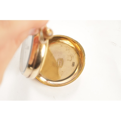 299 - AN EARLY 20TH CENTURY GOLD PLATED QUARTER REPEATING POCKET WATCH the open-faced case with white enam... 