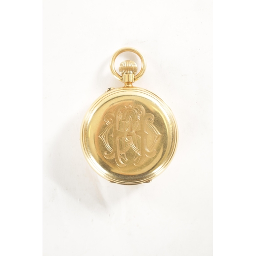 307 - ELKINGTON & CO. A FINE AND RARE 18CT GOLD POCKET WATCH WITH FREE SPRUNG KARRUSEL ESCAPEMENT, the hal... 