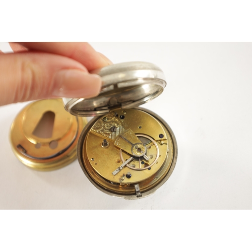 310 - A VICTORIAN SILVER PAIR CASED POCKET WATCH, with Roman enamel dial fronting a chain driven fusee mov... 