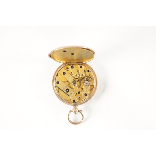 313 - A 9CT GOLD LADIES FOB WATCH having an engraved open face case, gold dial signed J. Grant, Leeds fron... 