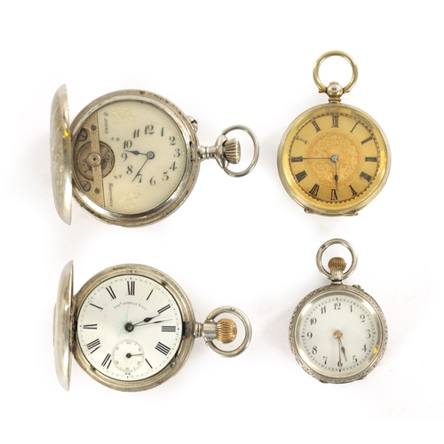 317 - A COLLECTION OF FOUR POCKET AND FOB WATCHES, comprising of a Hebdomas eight-day pocket watch with vi... 