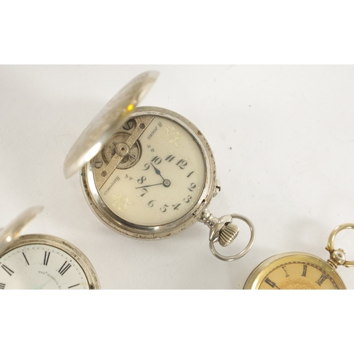 317 - A COLLECTION OF FOUR POCKET AND FOB WATCHES, comprising of a Hebdomas eight-day pocket watch with vi... 