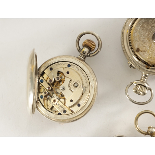 317 - A COLLECTION OF FOUR POCKET AND FOB WATCHES, comprising of a Hebdomas eight-day pocket watch with vi... 