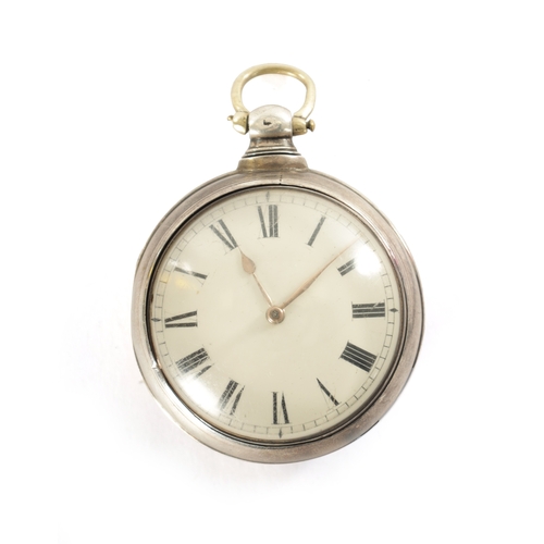 325 - A GEORGE III SILVER PAIR CASED POCKET WATCH SIGNED WILLIAM PRATT, ASKRIGG, with Roman enamel dial fr... 