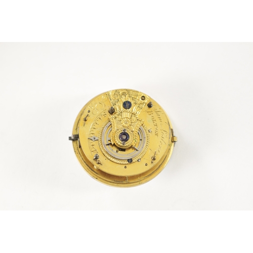 332 - SAMUEL LISTER, BOLTON. A RARE POCKET WATCH MOVEMENT WITH CHAFF CUTTER ESCAPEMENT, the enamel dial wi... 