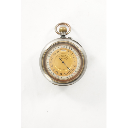 333 - A LATE 19TH CENTURY MOONPHASE POCKET WATCH WITH CALENDAR DIAL ON REVERSE the gunmetal case enclosing... 