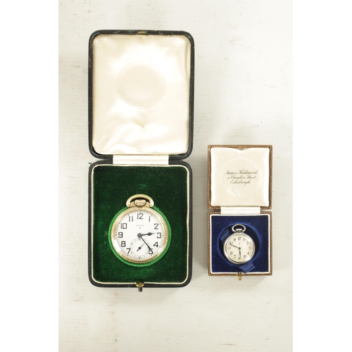 334 - TWO ELGIN OPEN FACED POCKET WATCHES, a small silvered cased fob watch inscribed on the back 