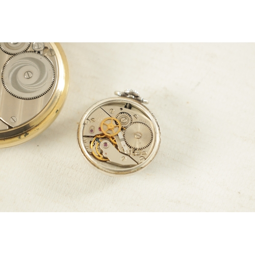 334 - TWO ELGIN OPEN FACED POCKET WATCHES, a small silvered cased fob watch inscribed on the back 