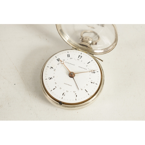 336 - EARDLEY NORTON, LONDON. A GEORGE III SILVER PAIR CASED POCKET WATCH with white enamel dial and Arabi... 