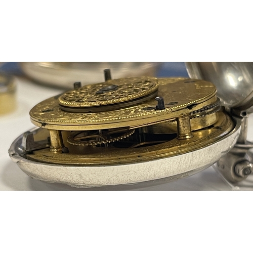 336 - EARDLEY NORTON, LONDON. A GEORGE III SILVER PAIR CASED POCKET WATCH with white enamel dial and Arabi... 