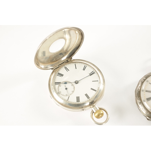 339 - TWO SILVER CASED POCKET WATCHES, a half hunter signed Belfield, Edinburgh with lever escapement, the... 